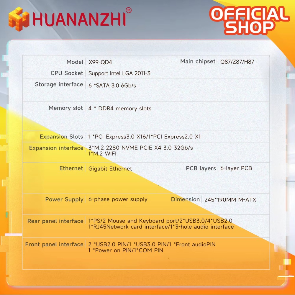 HUANANZHI X99 QD4 LGA 2011-3 X - đánh giá và giá E5 2696 V3